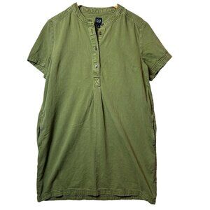 Gap Womens Green Short-Sleeve Tunic Dress M Lyocell/Cotton Blend
